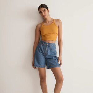 Madewell Drapey High-Rise Denim Shorts in Gabler Wash, Size 25